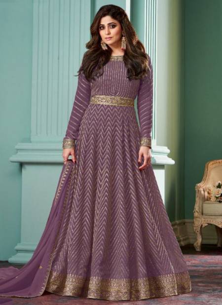 Purple Colour ALIZZA SIGNATURE Heavy Wedding Wear Designer Georgette Long Salwar Suit Collection 9275
